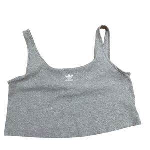 Adidas Women'x 1X‎ Gray Ribbed Knit Relaxed Cropped Tank Top